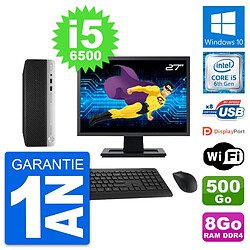 PC HP ProDesk 400 G4 SFF Ecran 27" i5-6500 RAM 8Go Disque 500Go Windows 10 Wifi - Occasion