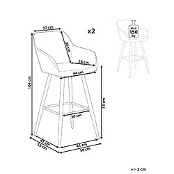 Avis Beliani Tabouret de bar Set de 2 Velours Gris clair CASMALIA