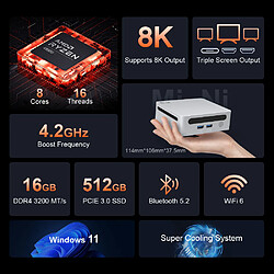 Mini PC Ninkear N4 16 Go de RAM 512 Go SSD, AMD Ryzen 7 4800U 8 cœurs Max 4,2 GHz pas cher