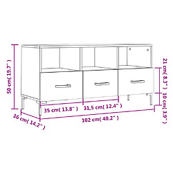 vidaXL Meuble TV Blanc brillant 102x36x50 cm Bois d'ingénierie pas cher