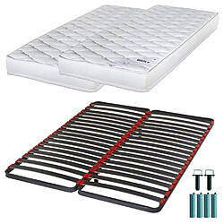 Ebac Matelas mousse + Sommier métal C39 2x90x190 Marly - Hauteur 15 cm - Soutien ferme