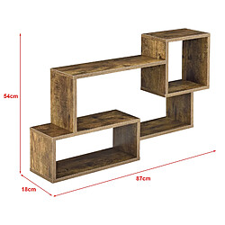 Helloshop26 Étagère murale stylée meuble design à 3 surfaces de rangement 87 cm effet bois foncé 03_0005201