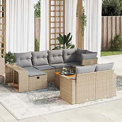 vidaXL Salon de jardin 11 pcs avec coussins beige résine tressée