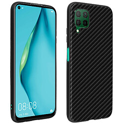 Avizar Coque Huawei P40 Lite Silicone Souple Effet Carbone Aspect Brillant Noir