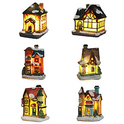 6pcs Vintage Style LED Noël Snow House Maison Table Décoration de Jardin