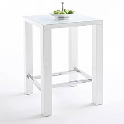 Inside 75 Table de bar design JANIS 80 x 80 cm finition laque blanche brillante