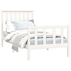 Avis Maison Chic Cadre/structure de lit et tête de lit pour adulte - Lit Moderne Chambre blanc 100x200 cm bois de pin massif -MN73332