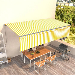 Maison Chic Auvent manuel rétractable avec store | store extérieurs de porte | Marquise Brise-soleil 6x3 m Jaune et blanc -GKD12580