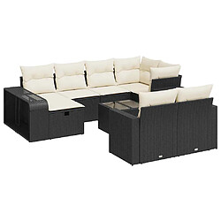 vidaXL Salon de jardin 11 pcs avec coussins noir résine tressée