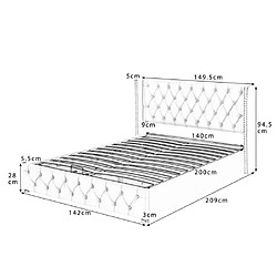 ComfortXL Lit à Oreilles En Flanelle Avec Double Rangée De Clous, 140*200 pas cher