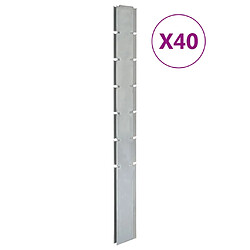 vidaXL Poteaux de clôture 40 pcs argenté 180 cm acier galvanisé