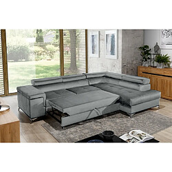 VENESETTI Canapé d'angle convertible - ERWAN - en tissu luxe 5 places, gris, angle droit (vu de face)