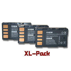 vhbw 3x Li-Ion batterie 750mAh pour appareil numérique JVC GR-D725, GR-D720EX, GR-D720, GR-D740, GR-D740EX, GR-D745, GR-D750 remplace BN-VF808