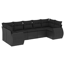 Maison Chic Salon de jardin 7 pcs avec coussins | Ensemble de Table et chaises | Mobilier d'Extérieur noir résine tressée -GKD16899