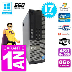 PC Dell 7020 SFF Intel i7-4770 RAM 8Go SSD 480Go Graveur DVD Wifi W7 - Occasion