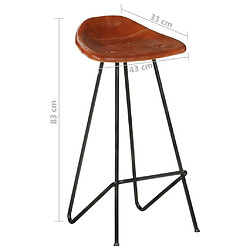 vidaXL Tabourets de bar lot de 2 marron cuir véritable pas cher