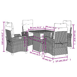 vidaXL Ensemble à manger de jardin avec coussins 5pcs Beige poly rotin pas cher