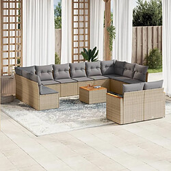 Maison Chic Ensemble Tables et chaises à dîner d'extérieur 13 pcs avec coussins,Salon de jardin mélange beige résine tressée -GKD807642