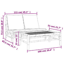 vidaXL Salon de jardin 2 pcs avec coussins gris foncé bambou pas cher