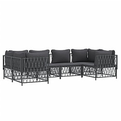 Avis Maison Chic Salon de jardin 6 pcs avec coussins - Table et chaises d'extérieur - Mobilier/Meubles de jardin Moderne anthracite acier -MN55164