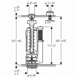 mécanisme complet - type 290-380 - rinçage simple touche - geberit 283.004.21.3