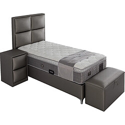 Acheter Vivenla Banc bout de lit coffre avec rangement coloris gris design en pvc L. 80 x P. 41 x H. 45 cm collection RIO