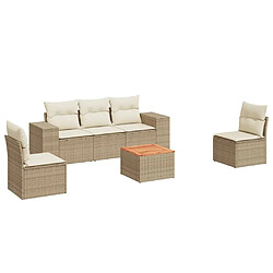 Maison Chic Salon de jardin avec coussins 6 pcs | Ensemble de Table et chaises | Mobilier d'Extérieur beige résine tressée -GKD31008