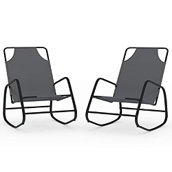 Maison Chic Lot de 2 Chaises longues à bascule | Bain de soleil Relax | Transat Gris Acier et textilène -GKD38267