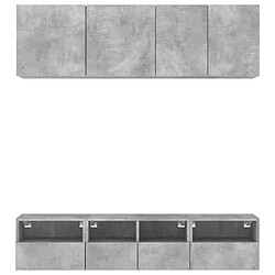 Acheter vidaXL Unités murales TV 5 pcs gris béton bois d'ingénierie