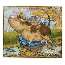 Kits De Point De Croix Estampé Et Compté - Mignon Vache Et Oiseaux 11CT 44x39cm