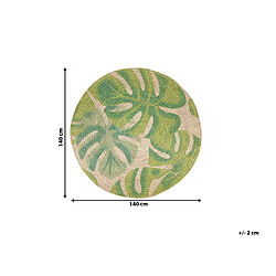 Beliani Tapis en jute ?140 cm beige / vert motif feuille BAYAT - beige-vert