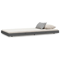 vidaXL Cadre de lit sans matelas gris 75x190 cm bois de pin massif