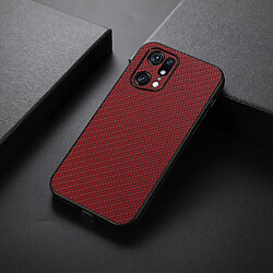 Coque en TPU + PU texture en fibre de carbone, anti-rayures, rouge pour votre Oppo Find X5 Pro