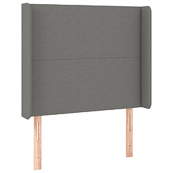 Avis Maison Chic Tête de lit scandinave à LED,meuble de chambre Gris foncé 83x16x118/128 cm Tissu -MN52826