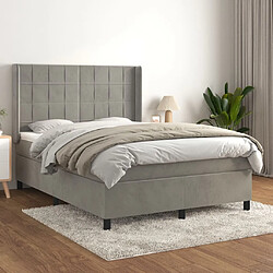 Maison Chic Lit Adulte - Lit simple Lit à sommier tapissier et matelas moelleux - Meuble de Chambre - Gris clair 140x200cm Velours -MN47635