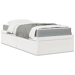 Vidaxl Lit avec matelas blanc 90x200 cm bois massif de pin