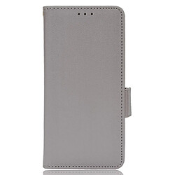 Etui en PU texture litchi, fermoir magnétique gris pour votre iPhone 13 6.1 pouces