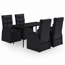 vidaXL Ensemble à manger de jardin avec coussins 5 pcs Noir