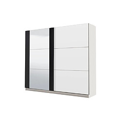 Avis Vente-Unique Armoire SUTERA - 2 portes coulissantes - Avec miroir - L.217 cm - Blanc et noir