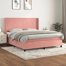 Maison Chic Lit Adulte - Lit simple Lit à sommier tapissier avec matelas moelleux - Meuble de Chambre - Rose 180x200 cm Velours -MN95254