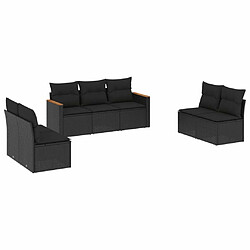 Maison Chic Salon de jardin 7 pcs avec coussins | Ensemble de Table et chaises | Mobilier d'Extérieur noir résine tressée -GKD43047