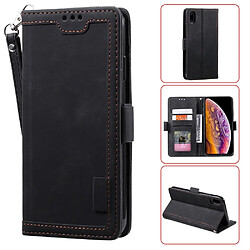 Etui en PU style d'épissage vintage avec support noir pour votre Apple iPhone XR 6.1 pouces