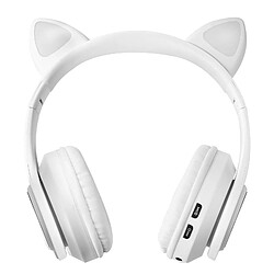 Avizar Casque Audio Bluetooth 5.0 Design Oreilles Microphone Intégré de Chat blanc