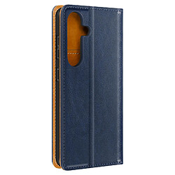 Avizar Housse Portefeuille pour Samsung Galaxy S24 Cuir Véritable Bleu Nuit