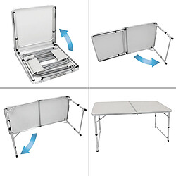 Acheter Ecd Germany Table pliable de camping MDF jardin pique-nique 120 cm blanc/crème en aluminium