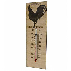 L'Héritier Du Temps Thermomètre Mural Décoratif en Celsius et Farenheit ou à Poser Motif "Coq Ancien" en Fer et Papier Vernis 0,5x8x25cm