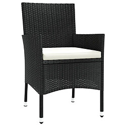 Maison Chic Mobilier à dîner 5 pcs de jardin avec coussins - Ensemble table et chaises d'extérieur - Salon/Mobilier de jardin classique Noir Résine tressée -MN34939 pas cher