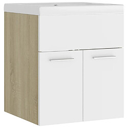 vidaXL Armoire d'évier et lavabo intégré Blanc/chêne sonoma Aggloméré