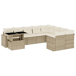 vidaXL Salon de jardin avec coussins 10 pcs beige résine tressée