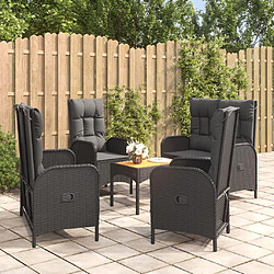 Maison Chic Mobilier à dîner 5 pcs de jardin avec coussins - Ensemble table et chaises d'extérieur - Salon/Mobilier de jardin classique Noir Résine tressée -MN28978